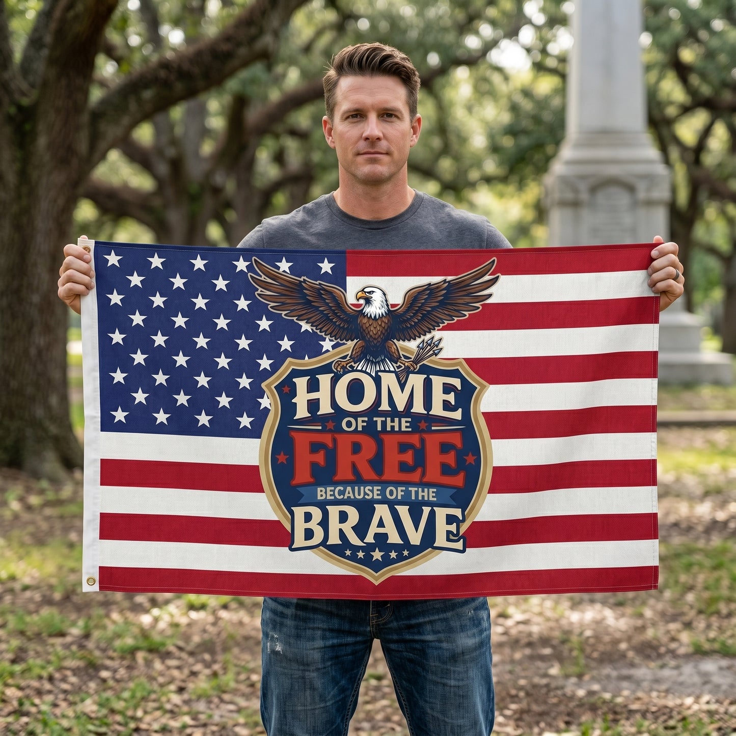 Home of the Free Because of the Brave Double-Sided American Flag