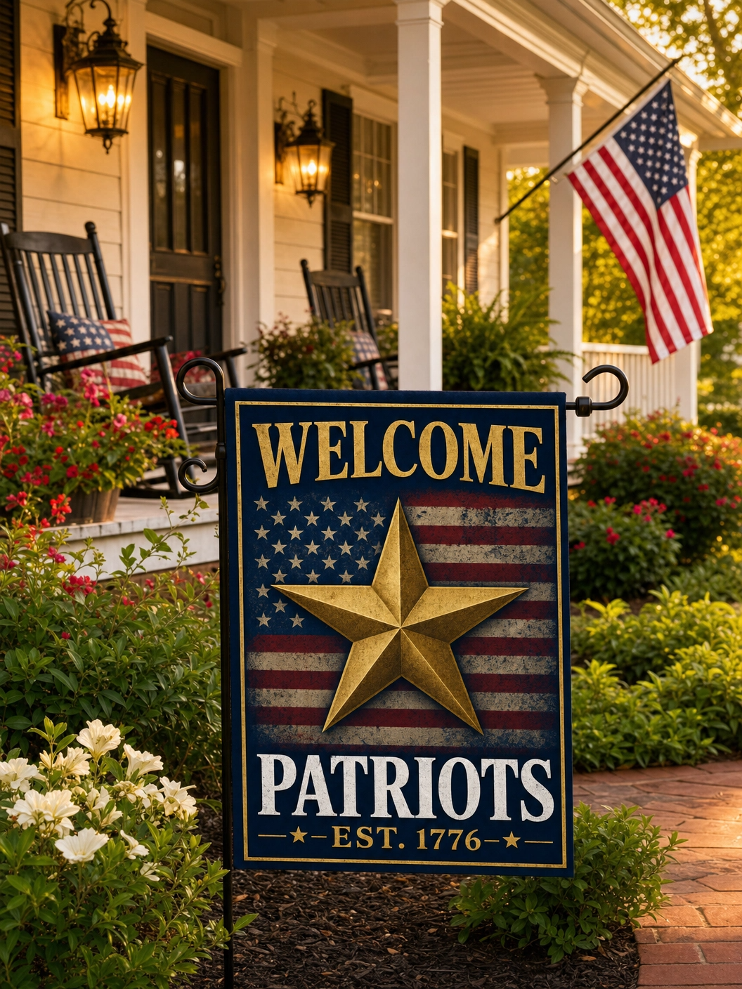 Welcome Patriots Garden Flag