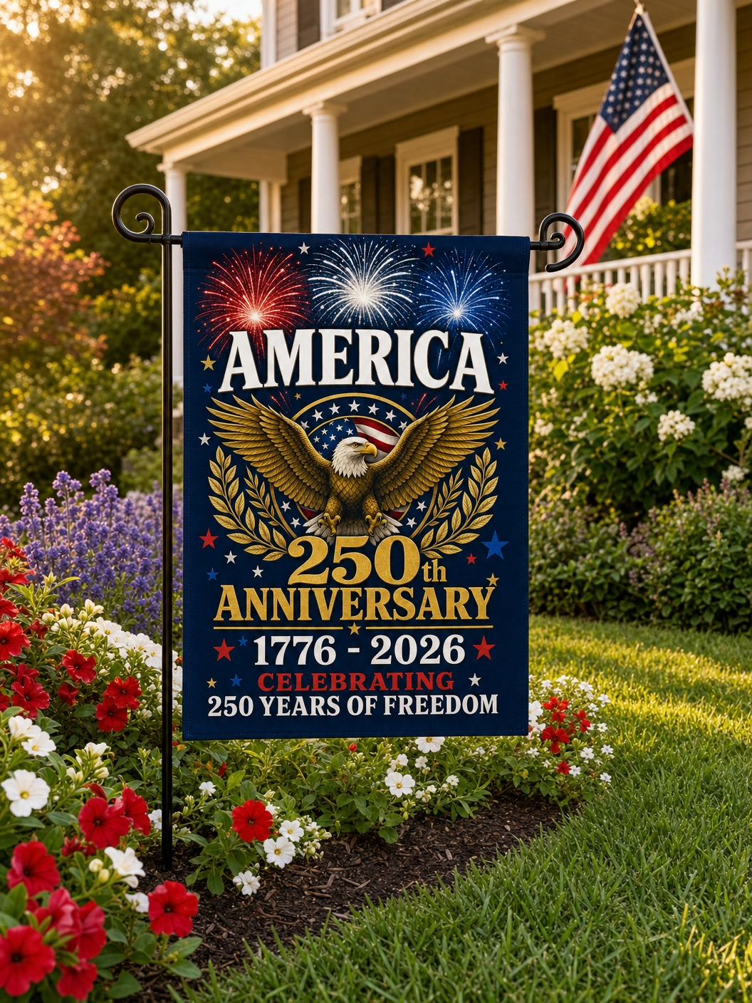America 250th Anniversary Garden Flag — 1776–2026 Patriotic Eagle Celebration