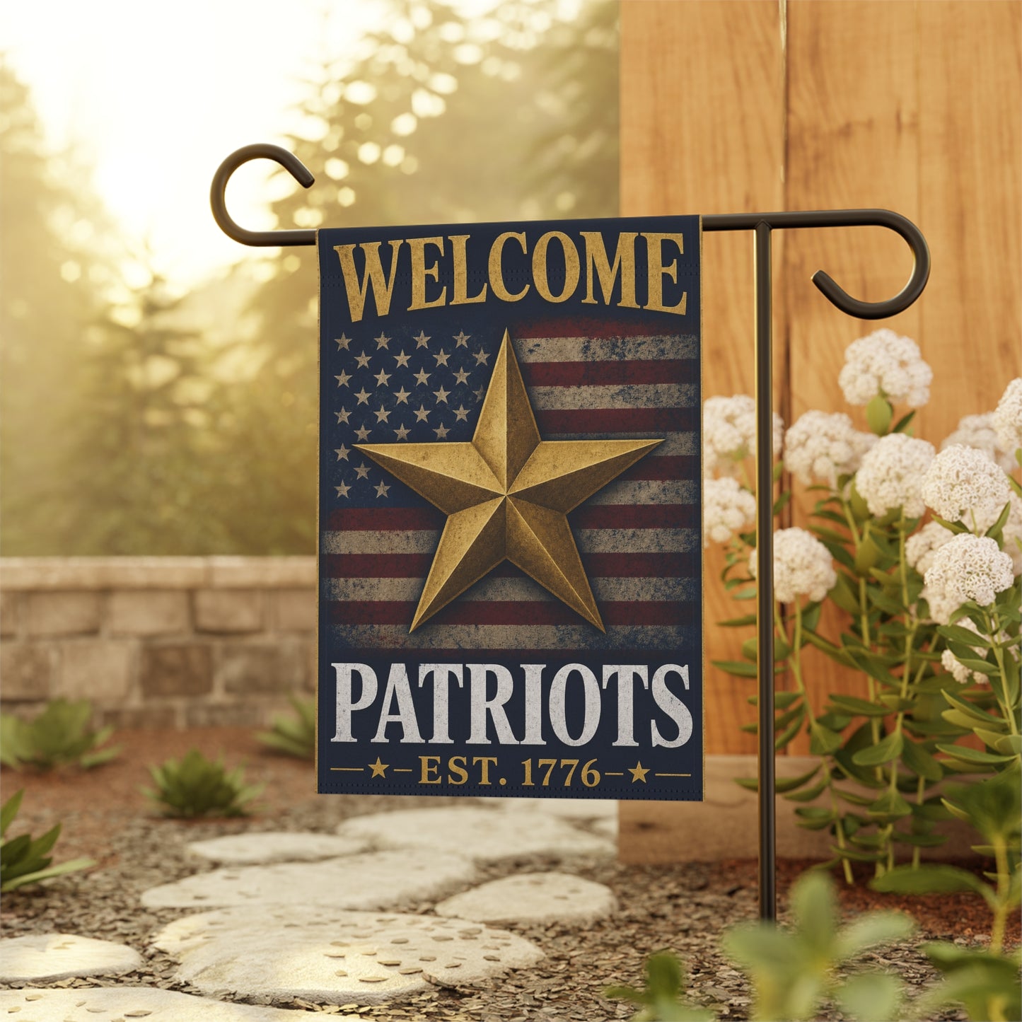 Welcome Patriots Garden Flag