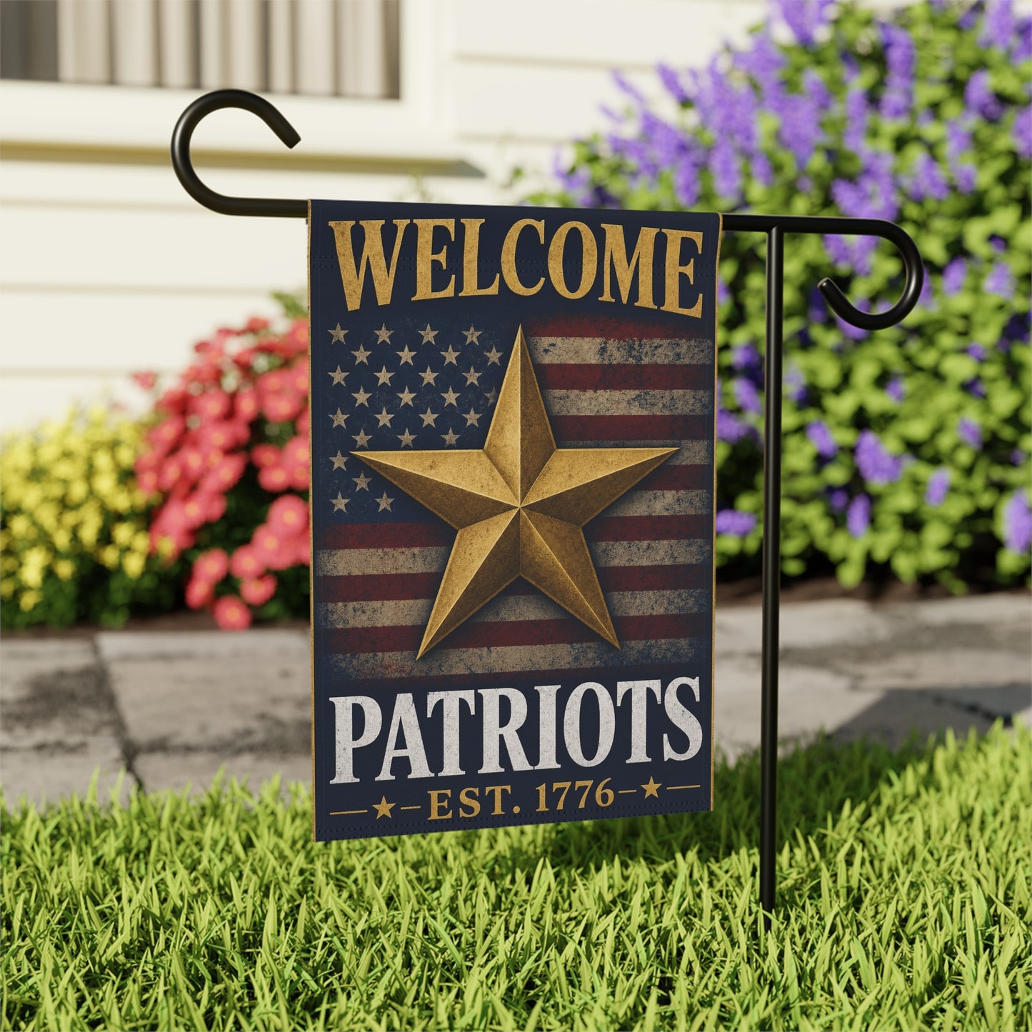 Welcome Patriots Garden Flag
