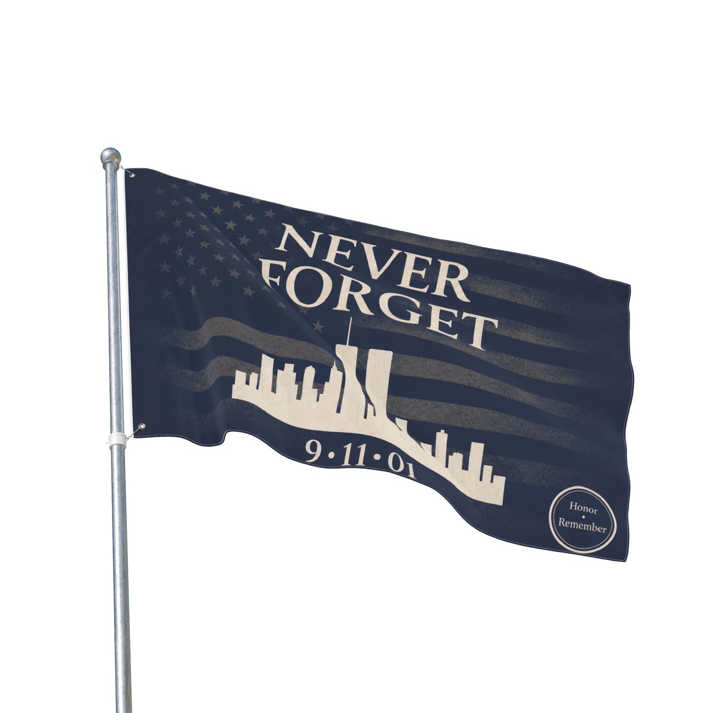9/11 Never Forget Memorial Flag — Double-Sided Patriotic Tribute