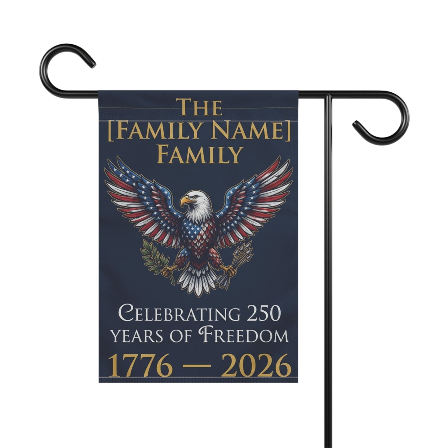 Personalized Patriotic Eagle Garden Flag | 250 Years of Freedom 1776–2026 Family Name Yard Flag