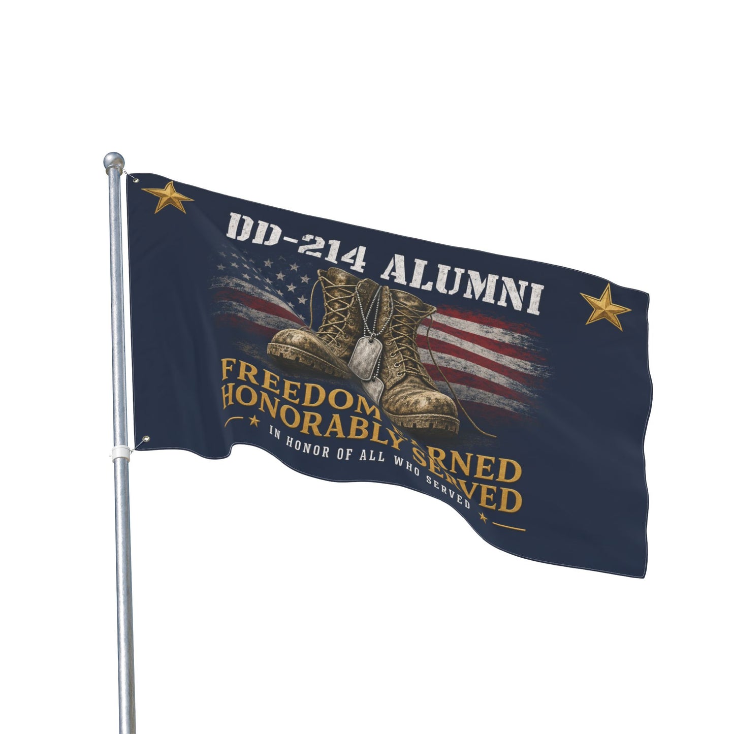DD-214 Alumni Flag – "Freedom Earned, Honorably Served" Military Tribute Double-Sided Flag