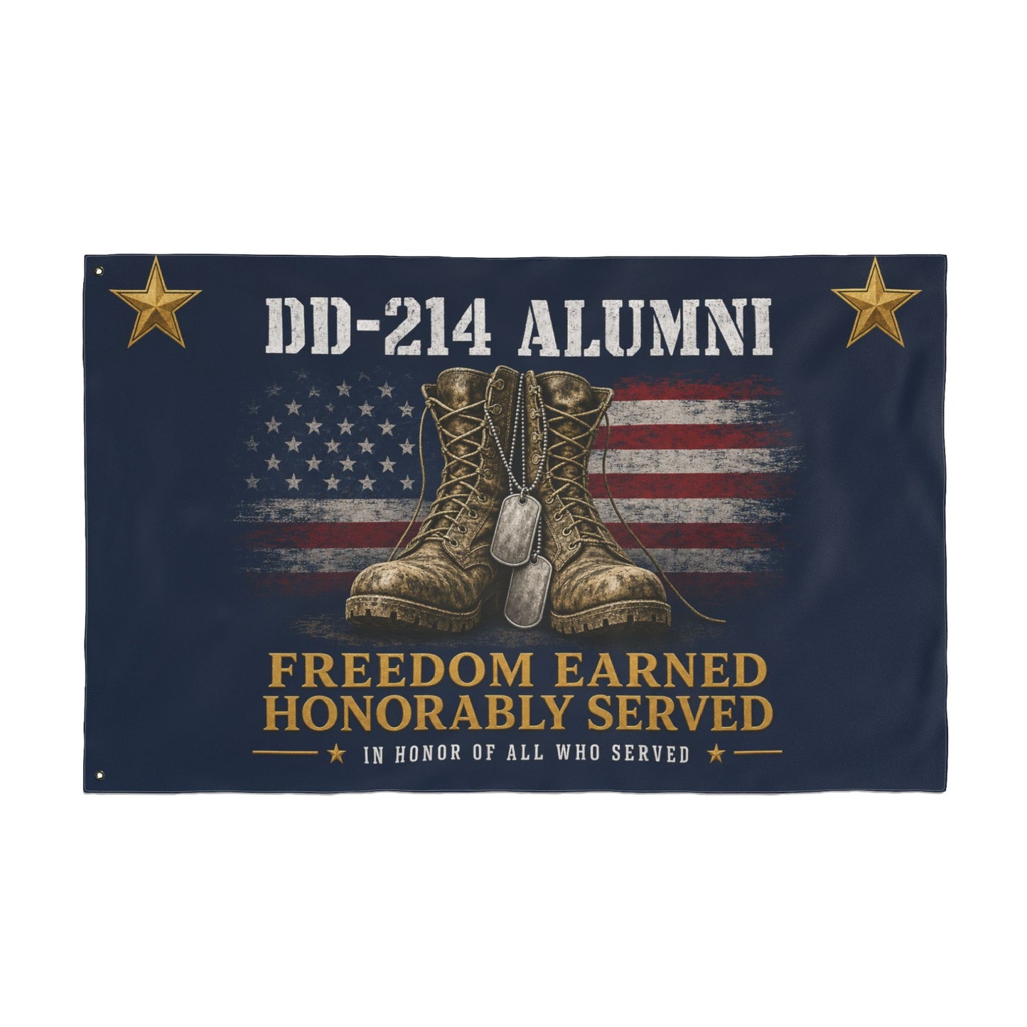 DD-214 Alumni Flag – "Freedom Earned, Honorably Served" Military Tribute Double-Sided Flag