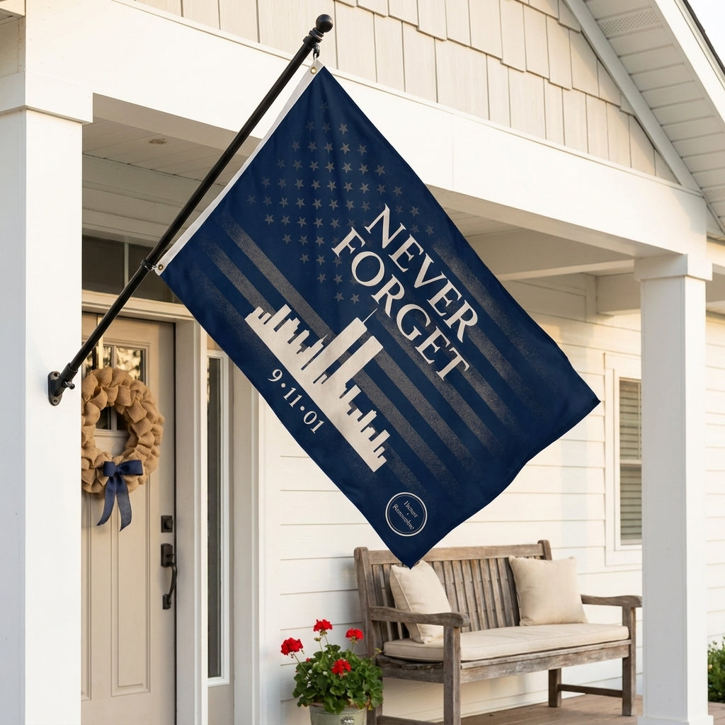 9/11 Never Forget Memorial Flag — Double-Sided Patriotic Tribute