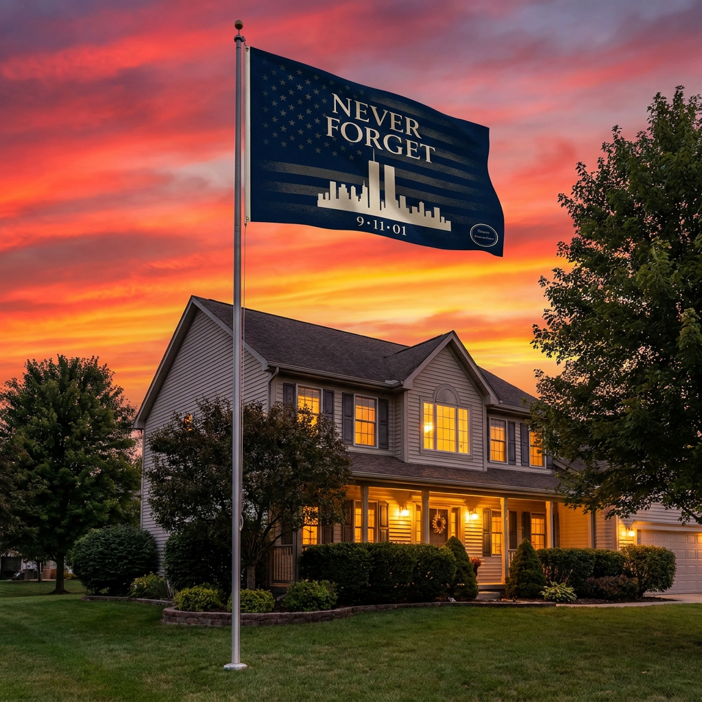 9/11 Never Forget Memorial Flag — Double-Sided Patriotic Tribute