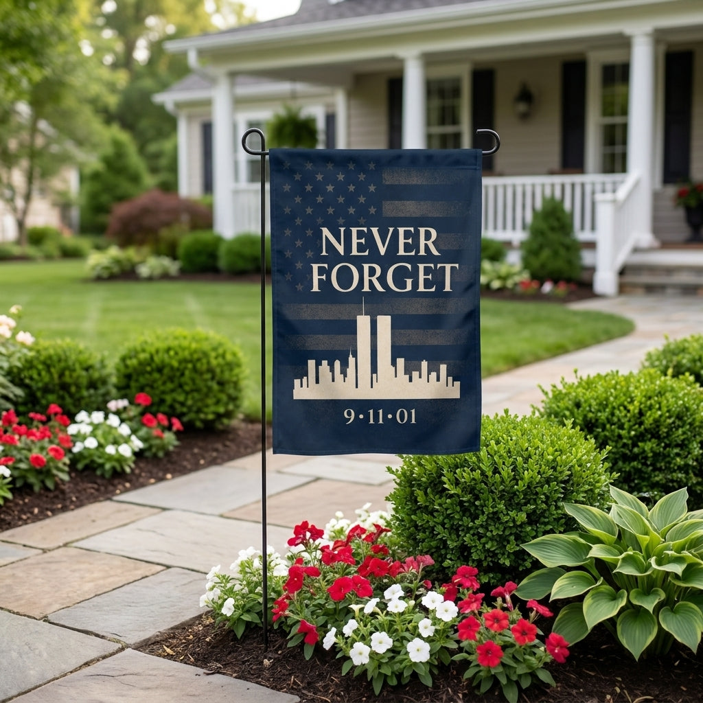 9/11 Never Forget Memorial Garden Flag