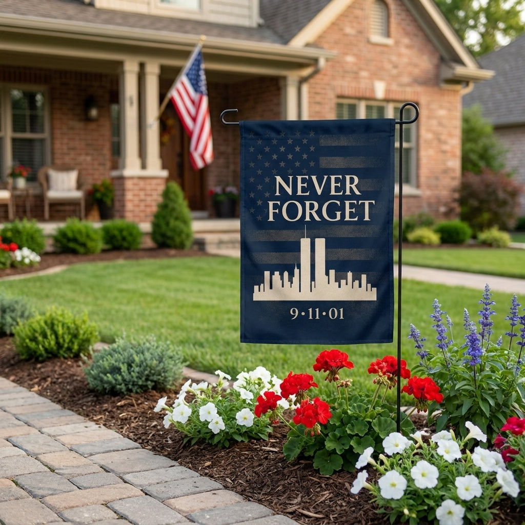 9/11 Never Forget Memorial Garden Flag