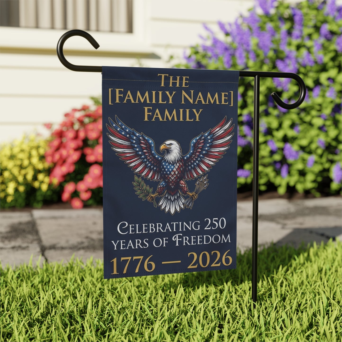 Personalized Patriotic Eagle Garden Flag | 250 Years of Freedom 1776–2026 Family Name Yard Flag