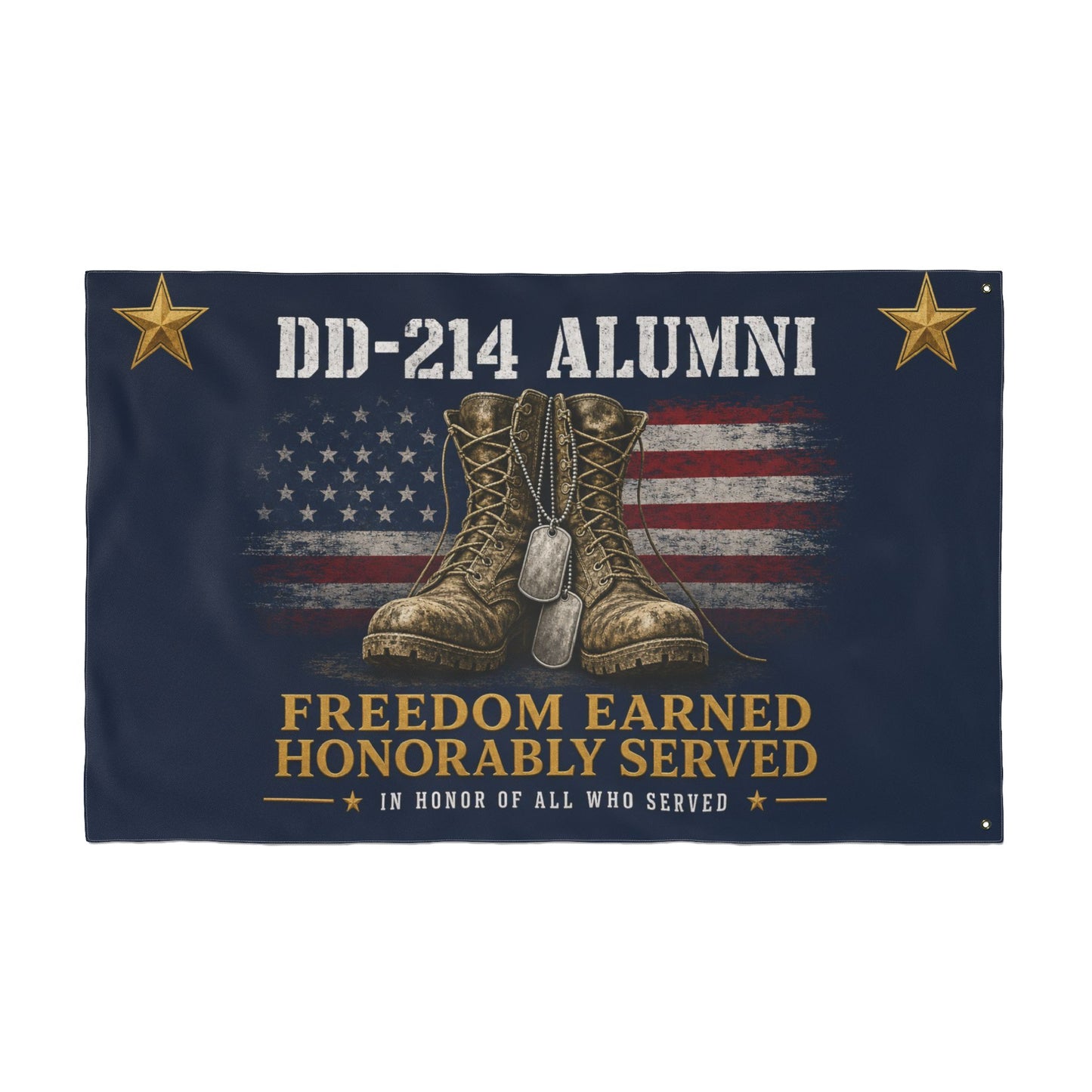 DD-214 Alumni Flag – "Freedom Earned, Honorably Served" Military Tribute Double-Sided Flag