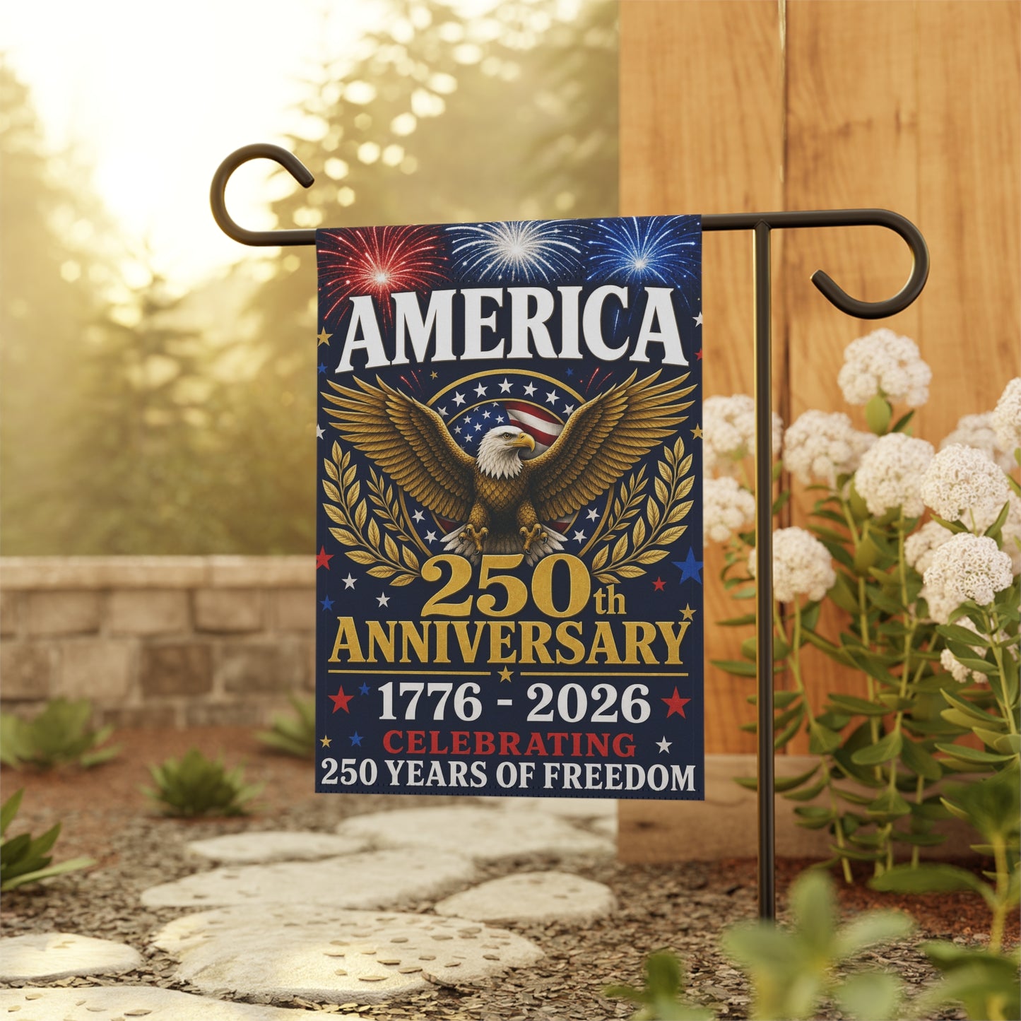 America 250th Anniversary Garden Flag — 1776–2026 Patriotic Eagle Celebration