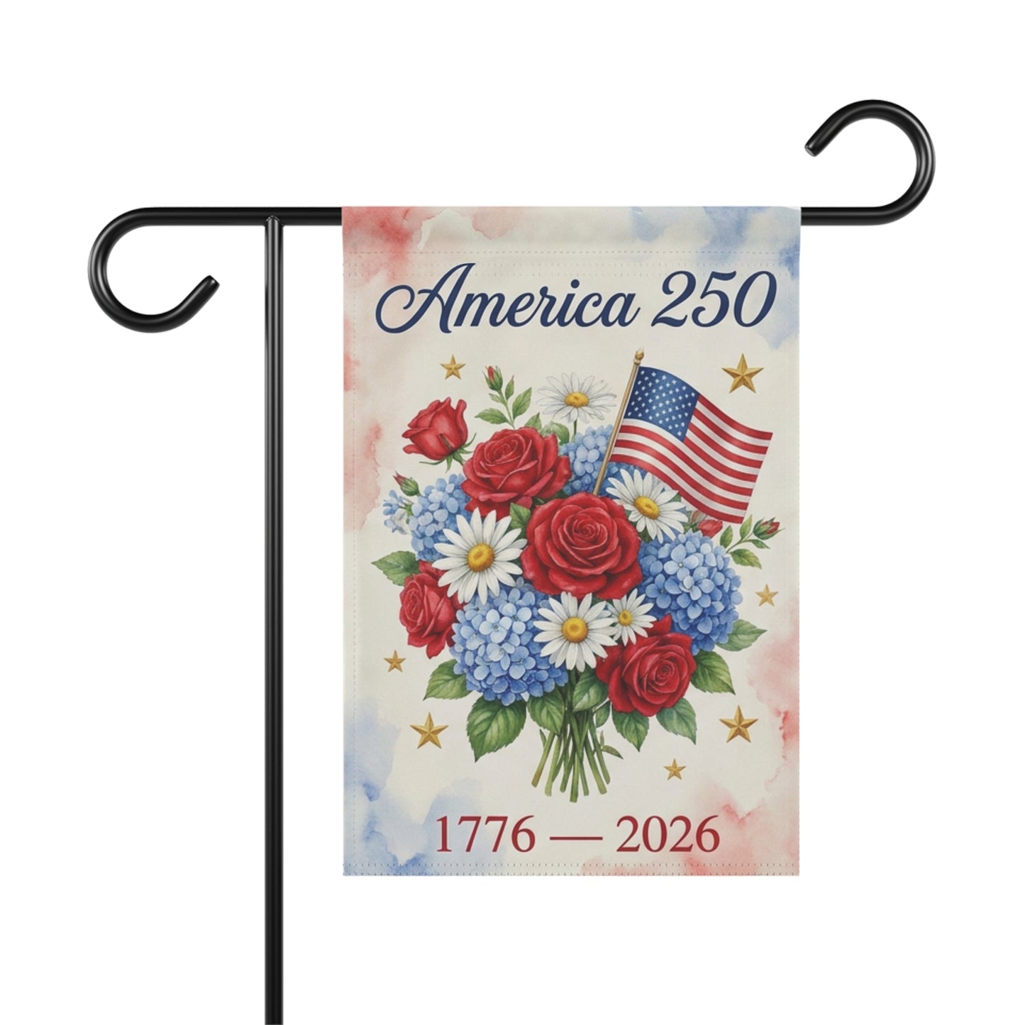 America 250 Garden Flag, 1776-2026 USA Semiquincentennial Yard Decor, Patriotic Floral Front Porch Flag, 4th of July Independence Day Gift