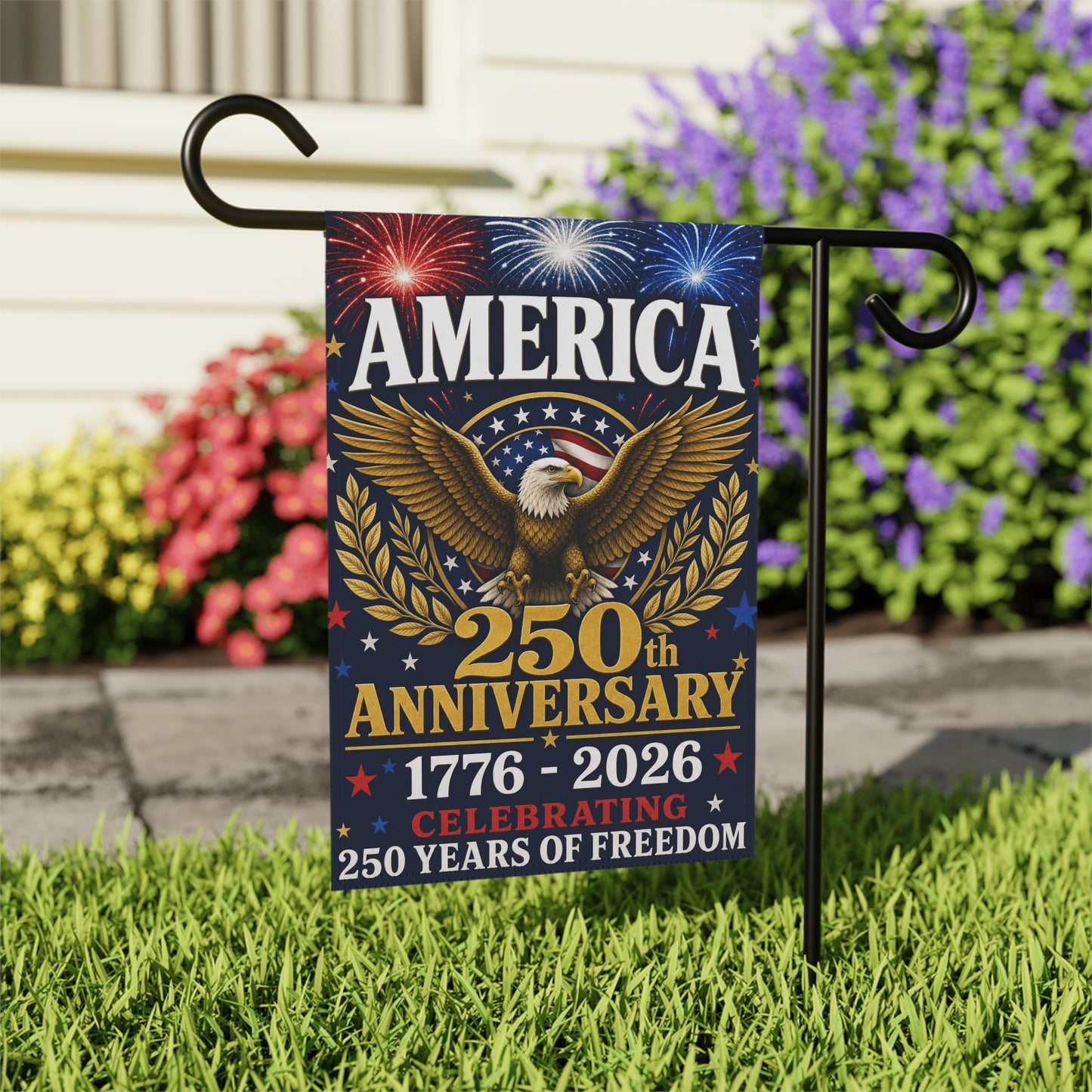 America 250th Anniversary Garden Flag — 1776–2026 Patriotic Eagle Celebration
