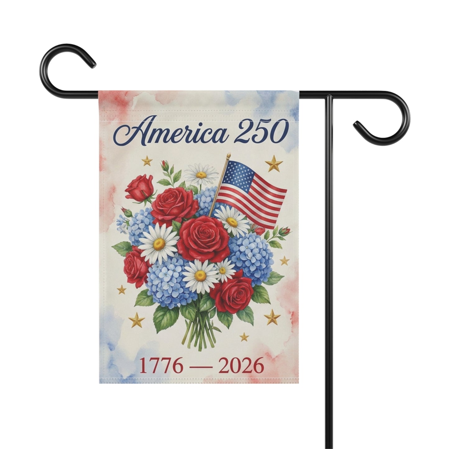 America 250 Garden Flag, 1776-2026 USA Semiquincentennial Yard Decor, Patriotic Floral Front Porch Flag, 4th of July Independence Day Gift