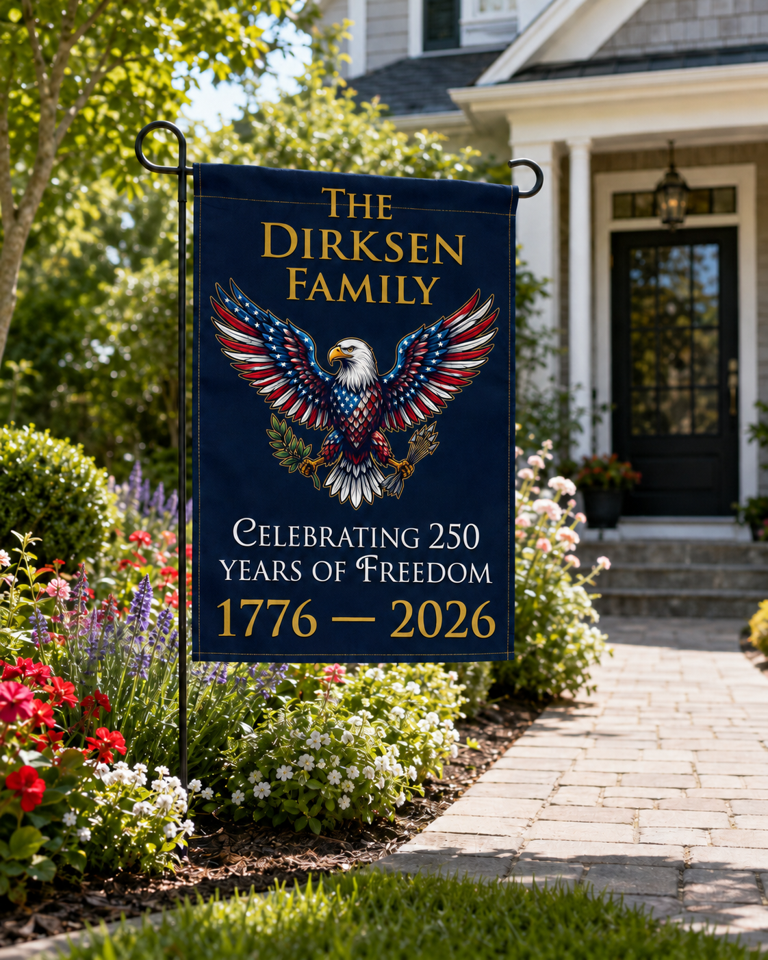 Personalized Patriotic Eagle Garden Flag | 250 Years of Freedom 1776–2026 Family Name Yard Flag