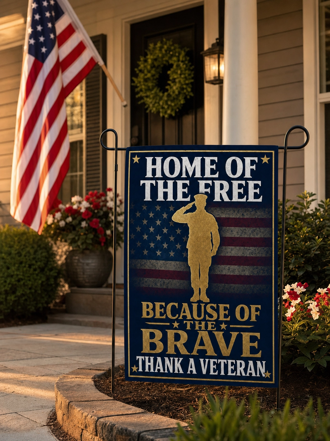 Home of the Free Because of the Brave Garden Flag