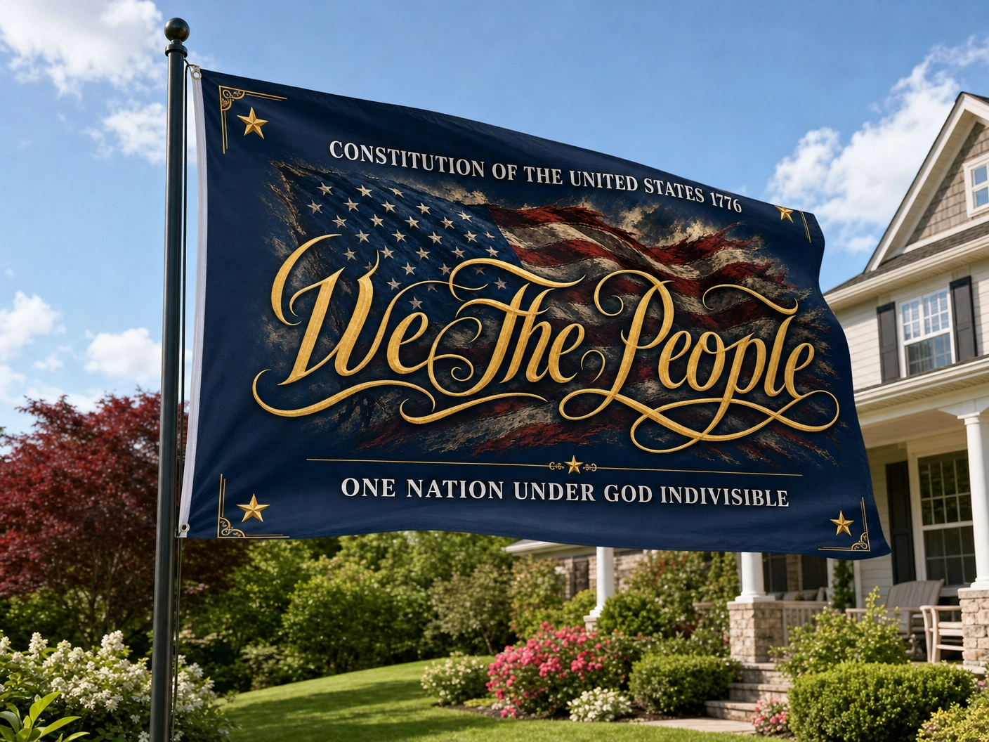 Patriotic "We The People" Double-Sided Flag – Constitution 1776, One Nation Under God